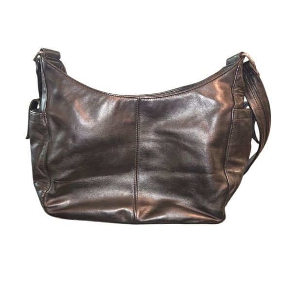 Fossil Vintage 75082 Black Leather Multi-Pocket Utility Shoulder Bag 11"X9"X3.5" - Picture 3 of 12